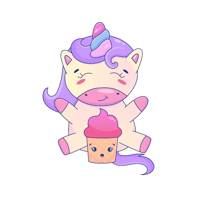 Vector cute cartoon unicorn kawaii set unicorn magic cute pony cartoon vector illustration