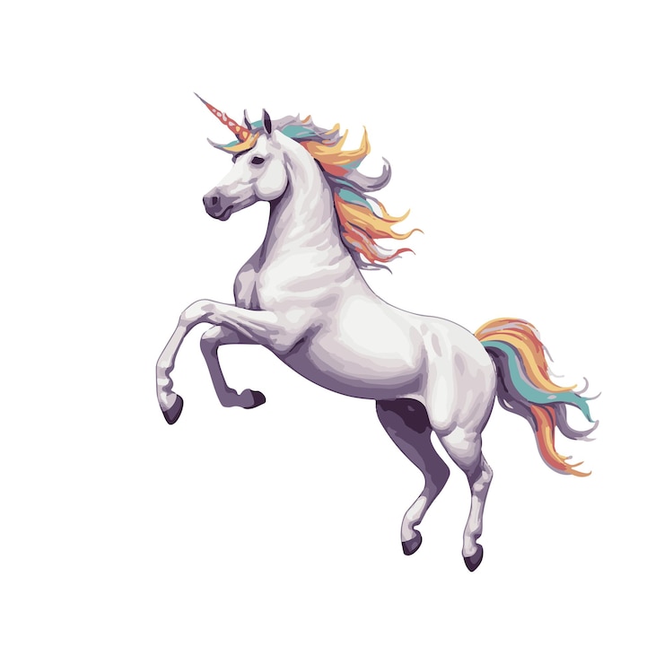वेक्टर cute cartoon unicorn pegasus with rainbow mane