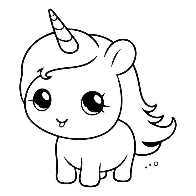Cute cartoon unicorn Vector illustration Isolated on white background