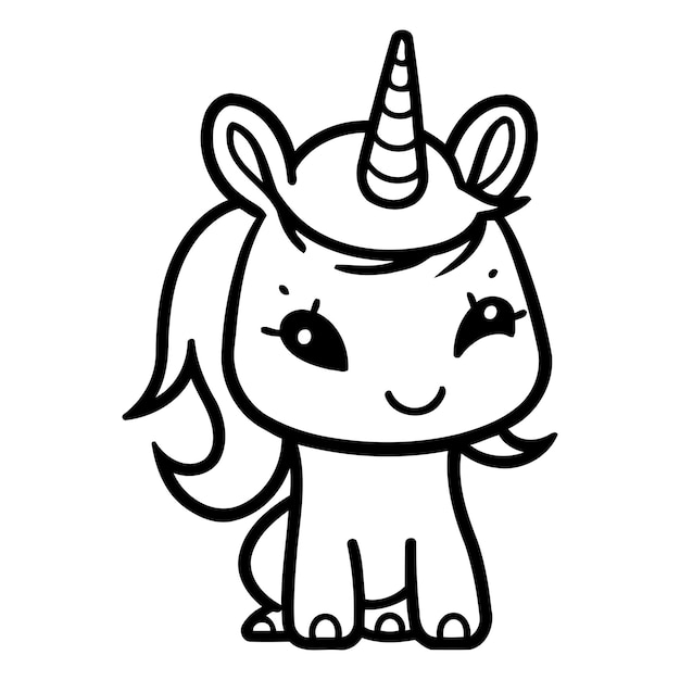 Cute cartoon unicorn Vector illustration isolated on a white background