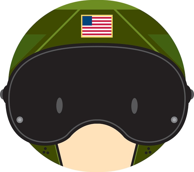 Vector cute cartoon usa military airforce fighter pilot in helmet