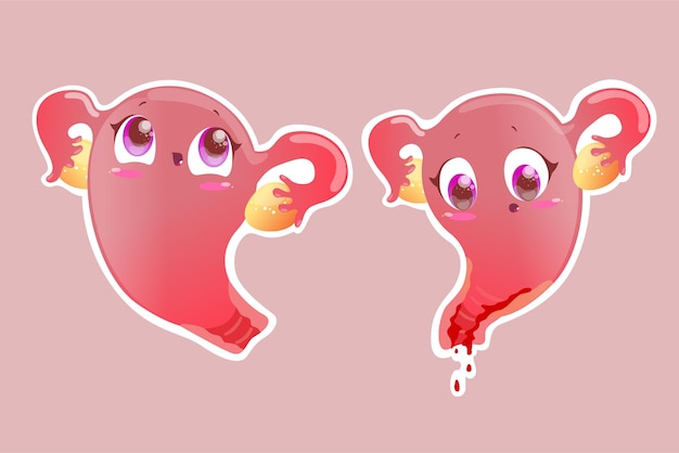 cute cartoon uterus vector illustration