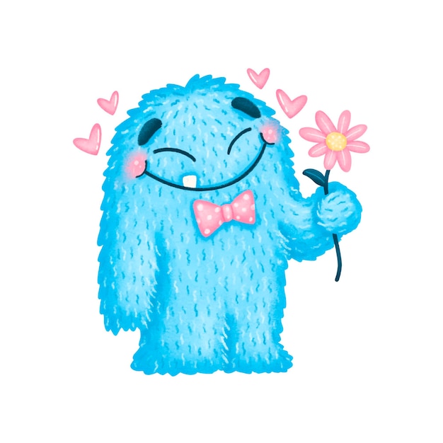  cute cartoon valentines day monster isolated 