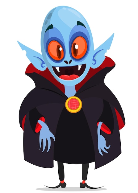 Cute cartoon vampire smiling Vector illustration