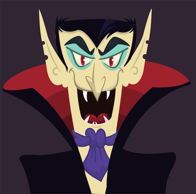 cute cartoon vampire smiling vector illustration