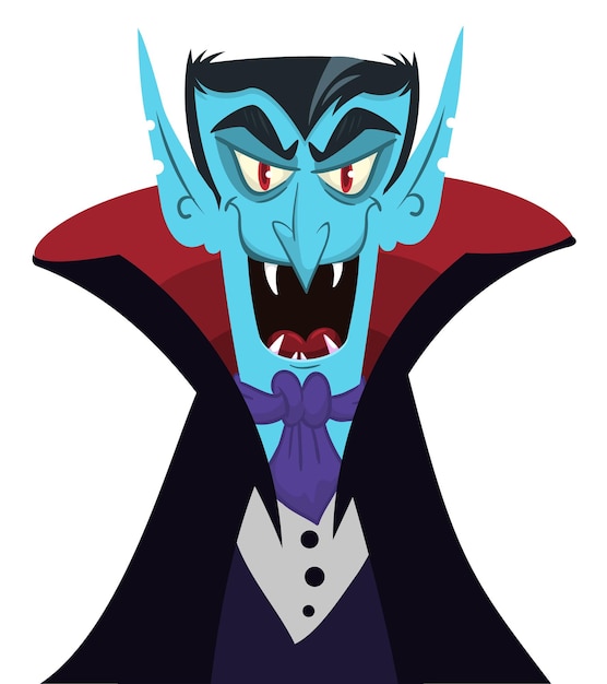 Cute cartoon vampire smiling vector illustration