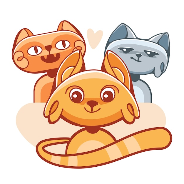 Cute cartoon vector cats on the theme of Halloween