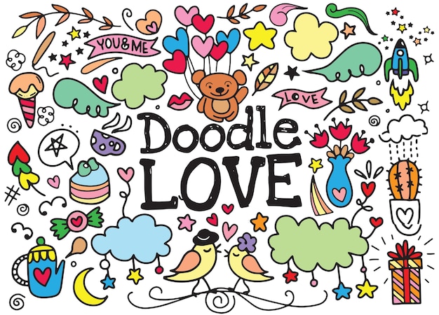 cute Cartoon vector hand getrokken Doodle liefde illustratie