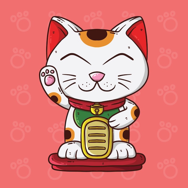 Vettore piccola illustrazione vettoriale di un gatto maneki neko