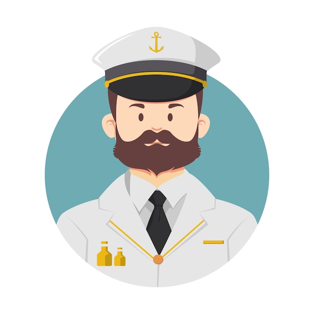 Vettore simpatico cartone animato illustrazione vettoriale di uno skipper o marinaio