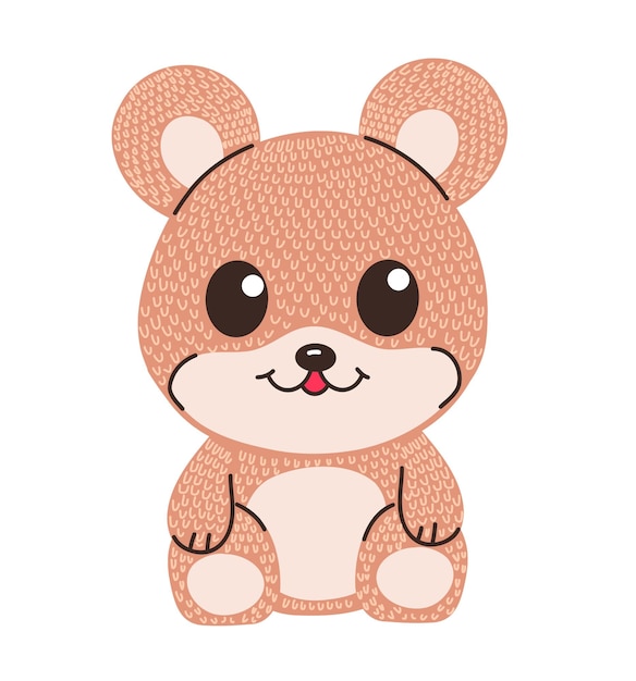 Vector cute cartoon vector knitted bear toy illustration character for baby shower poster postcard