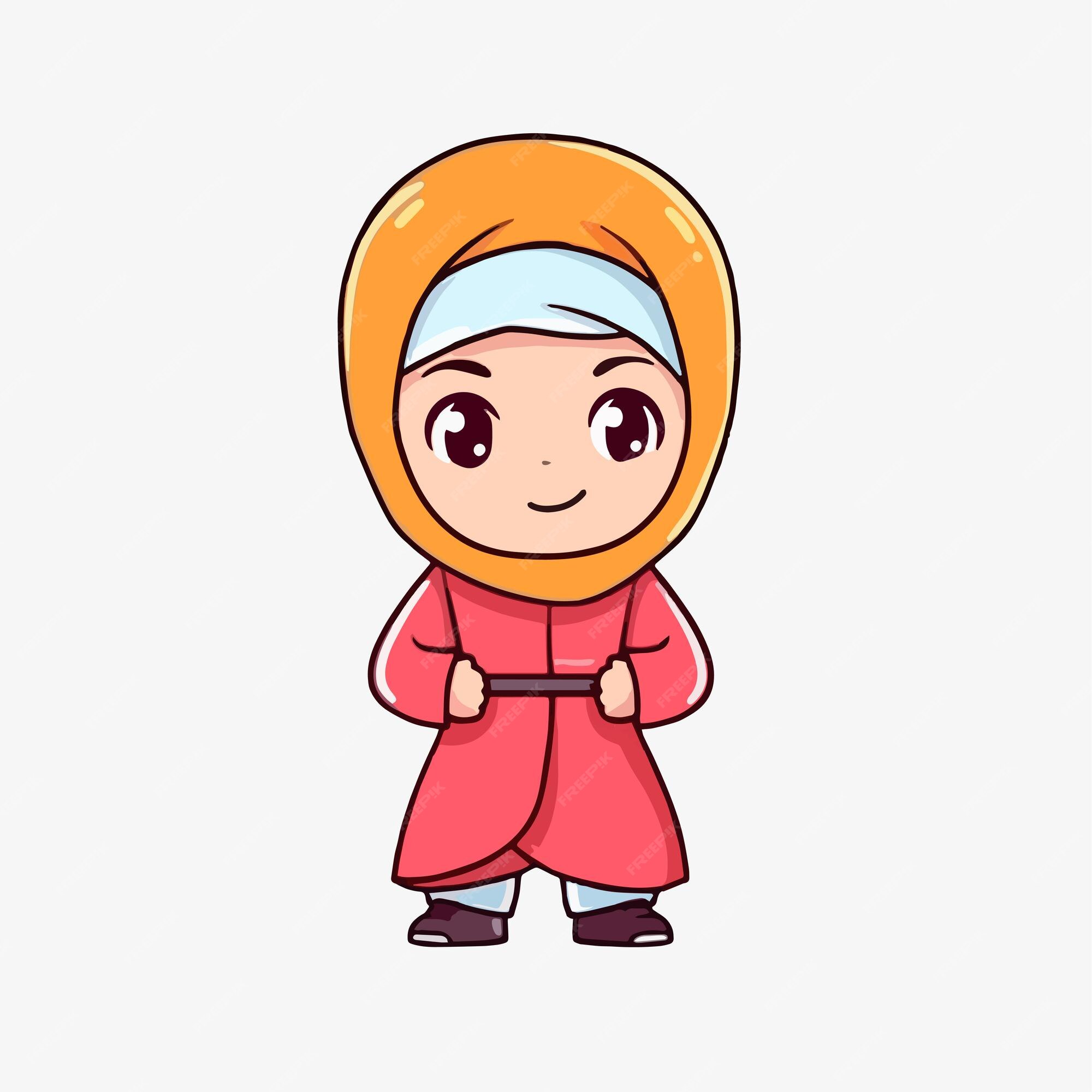 Premium Vector  Cute hijab girl cartoon character vector flat