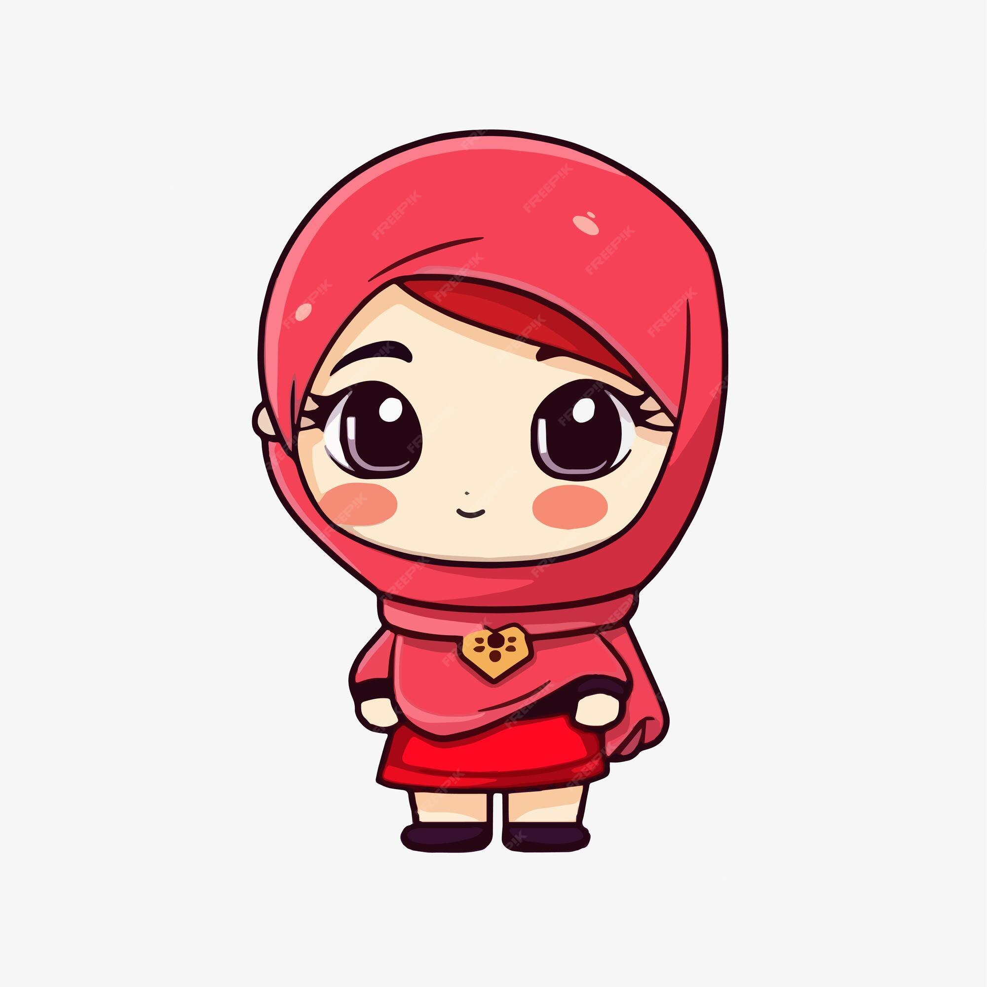 Premium Vector  Cute hijab girl cartoon character vector flat