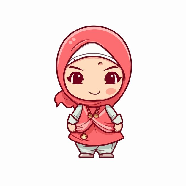 Premium Vector  Cute hijab girl cartoon character vector flat