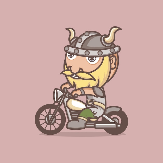 cute cartoon vikings riding motorcycle