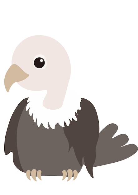 Cute cartoon Vulture. Vector illustration isolated on white background