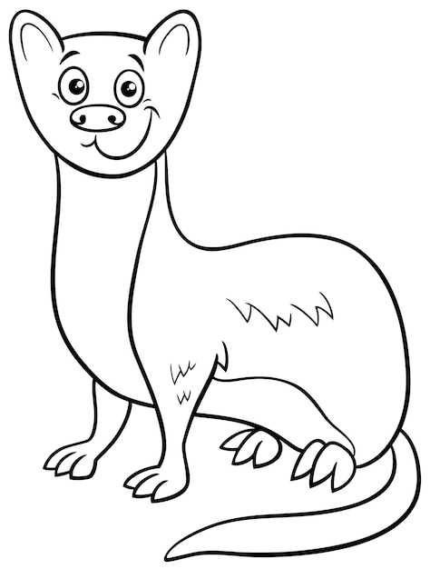 Cute cartoon weasel animal character coloring page