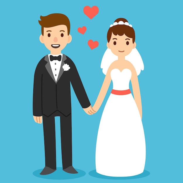 Cute cartoon wedding couple