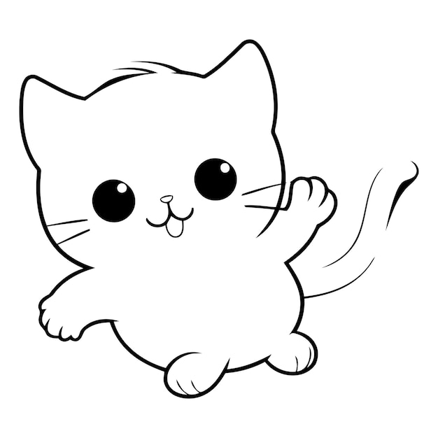 색 배경에 고립된 귀여운 만화  고양이