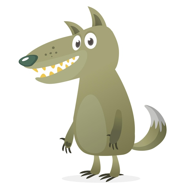 Cute cartoon wolf character wild forest animal collection vector wolf illustration isolated