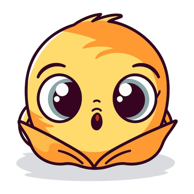 Cute Cartoon Yellow Baby Face Emoticon Vector Illustration