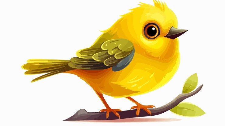 Vector cute cartoon yellow bird stock illustration