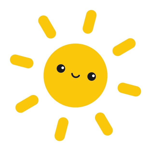 Cute cartoon yellow sun Vector illustration