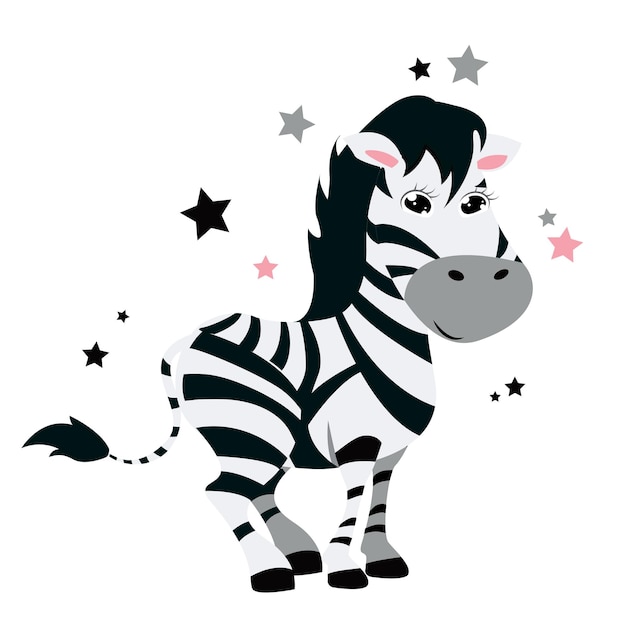 Zebra sveglia del fumetto adorabile ragazza zebra