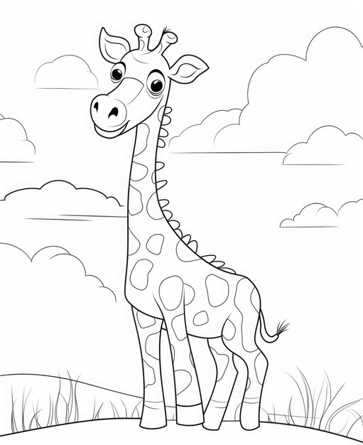 Vector cute cartoon zebra coloring page for kids