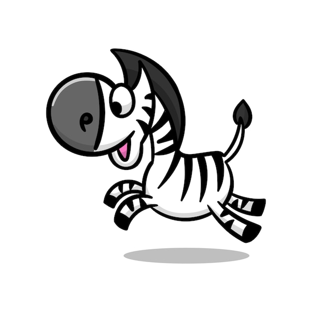 cute cartoon zebra running with smile face