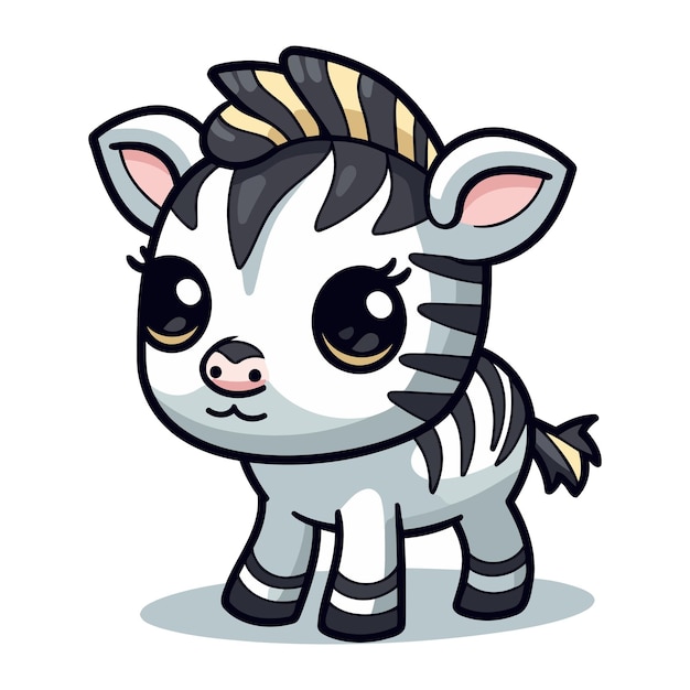 Vector cute cartoon zebra vector illustration isolated on white background