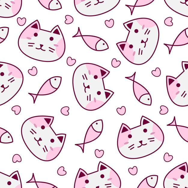 Cute cat abstract seamless pattern