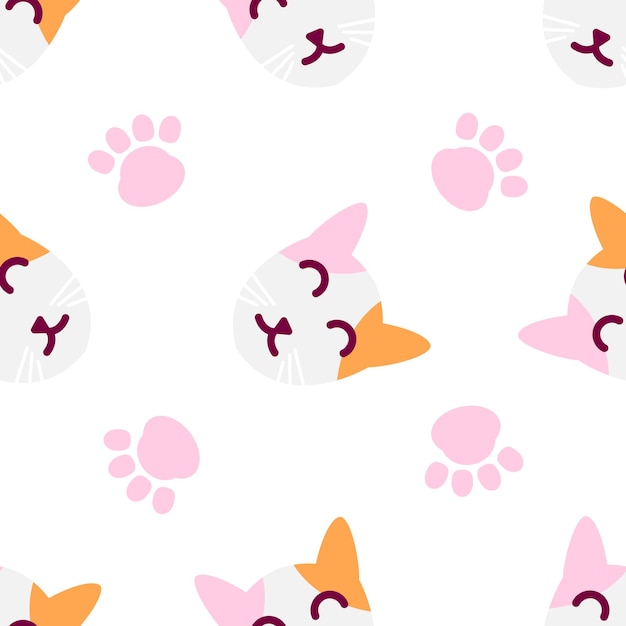 cute cat abstract seamless pattern