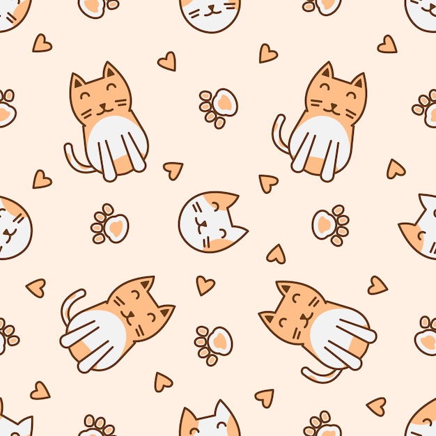 Cute cat abstract seamless pattern