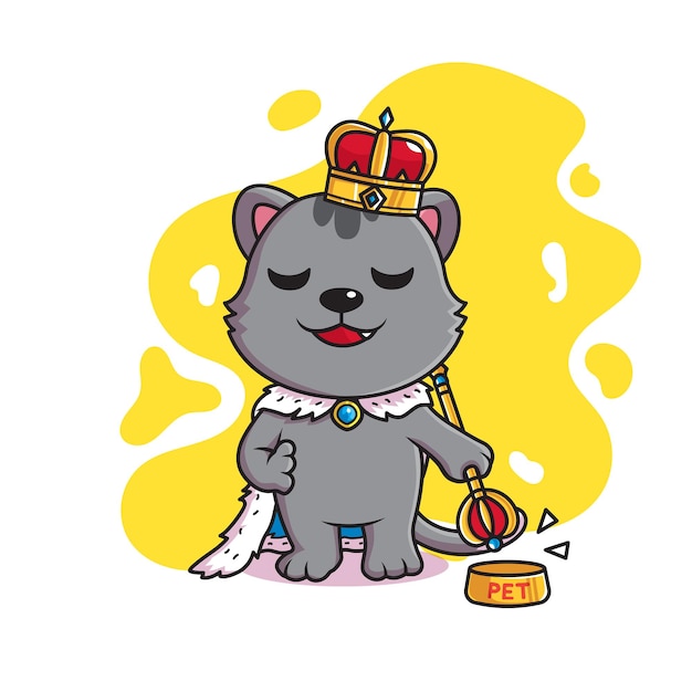 Vector cute cat act like a king character