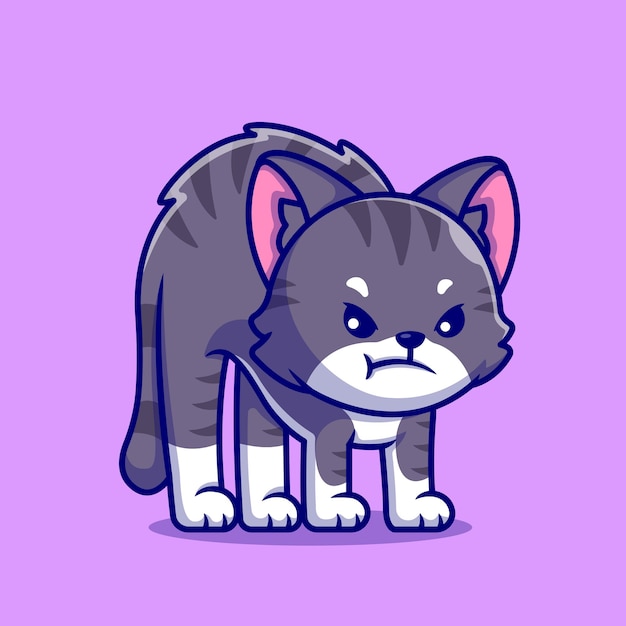 Premium Vector  Cute cat angry cartoon icon illustration.