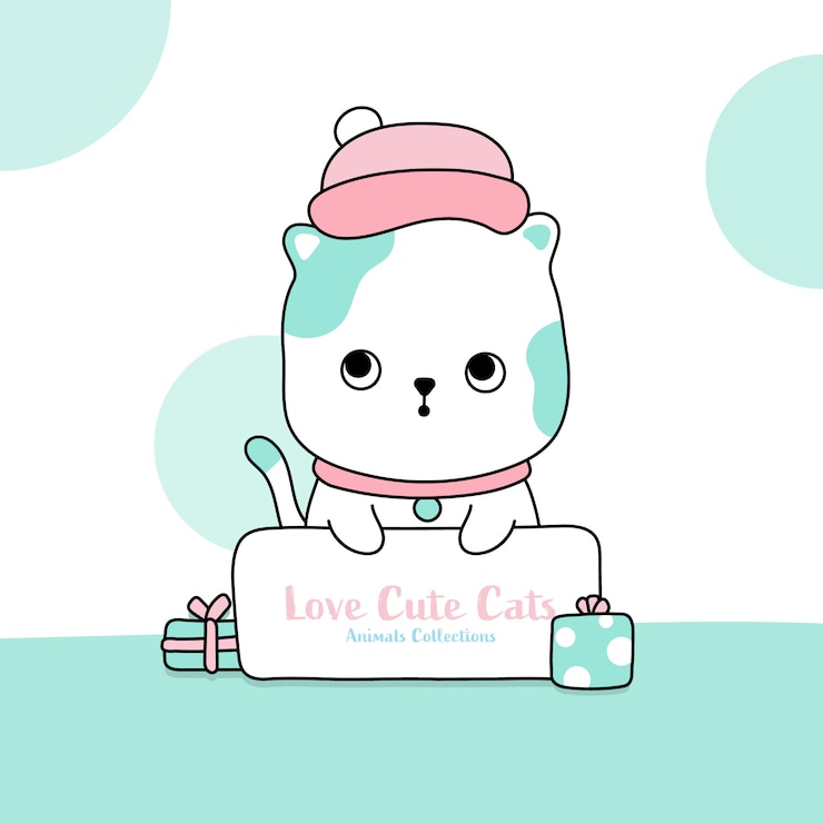 Vector かわいい猫の動物の手の描画スタイル