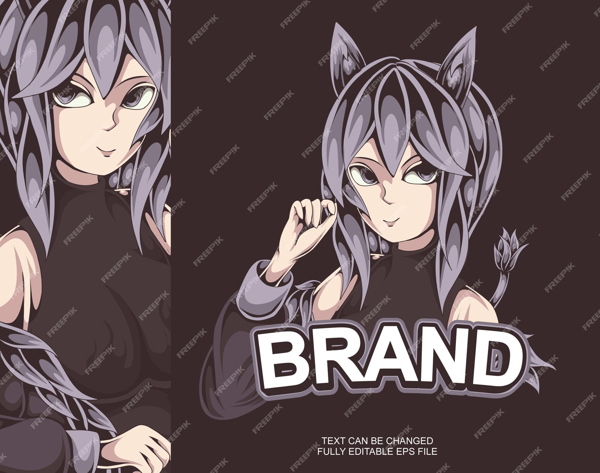 Cat Anime Logo, Icon Vector Ilustration .template. Vector