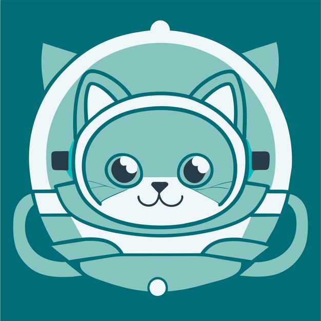 Vector cute cat astronaut hand drawn flat stylish cartoon sticker icon concept isolated illustration