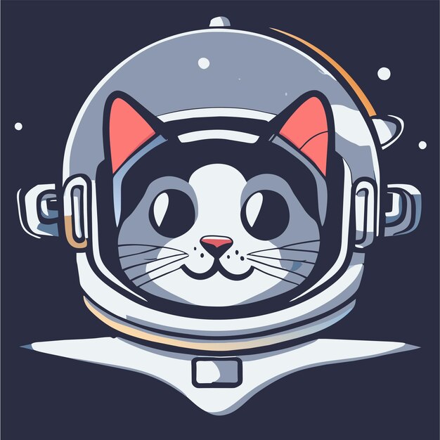 Cute cat astronaut hand drawn flat stylish cartoon sticker icon concept isolated illustration