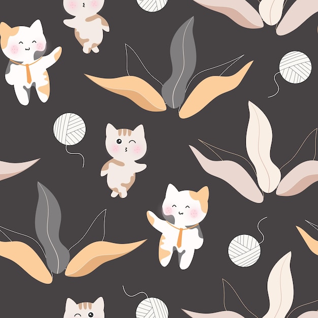 cute cat back to school seamless pattern