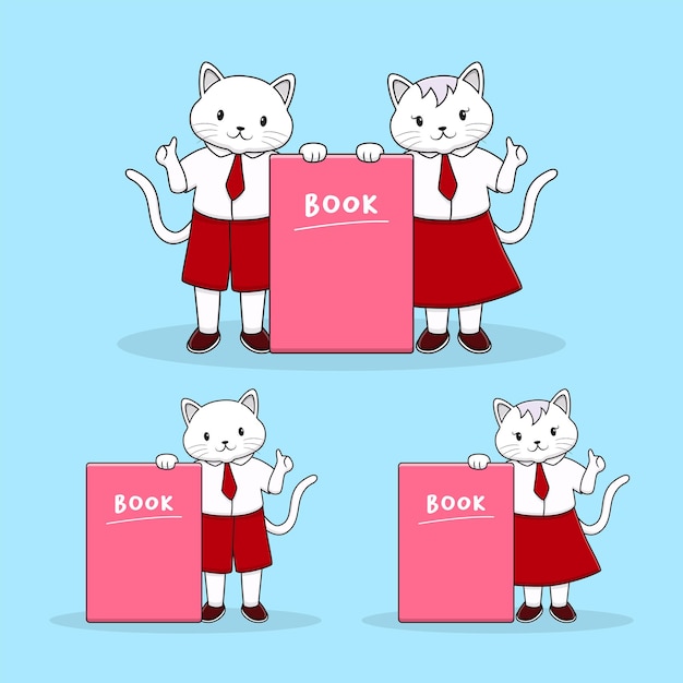 Cute cat back to school set