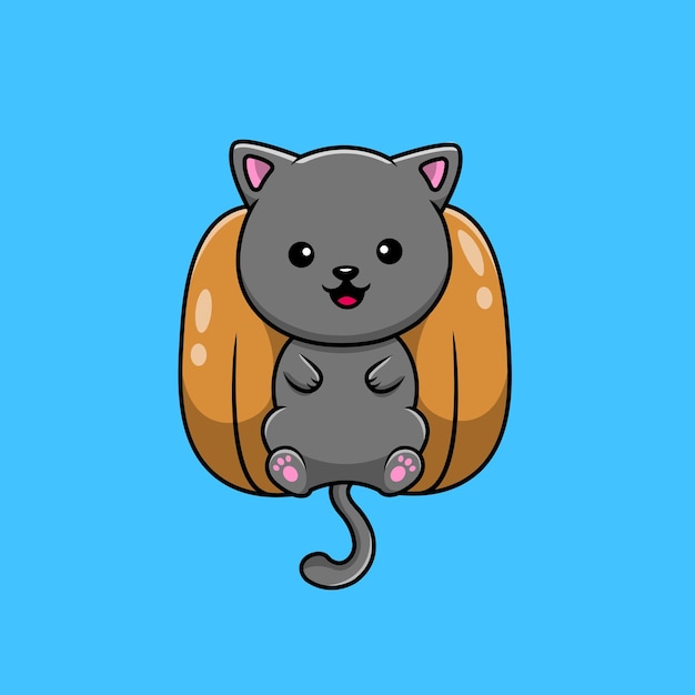 Cute Cat In Bread Cartoon Vector Icon Illustration