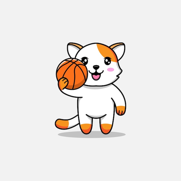 Cute cat carrying basket ball