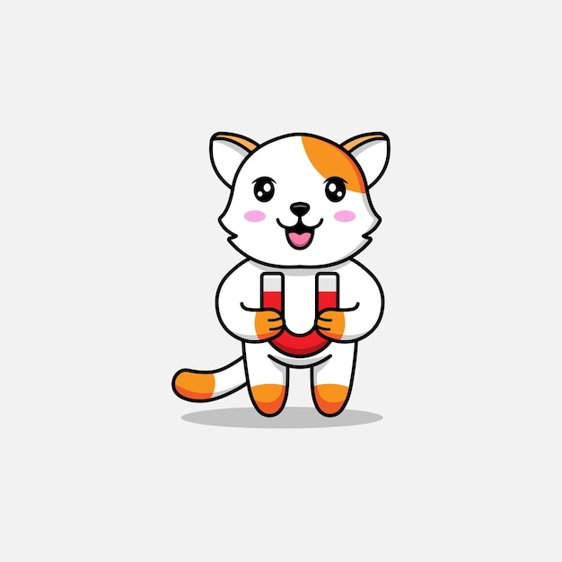 자석을 들고 귀여운 고양이