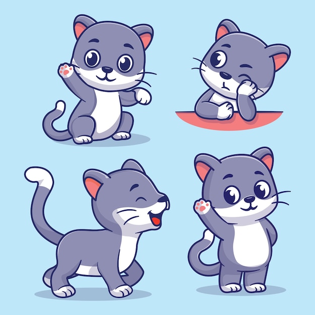 Cute cat cartoon character vector icon illustration. funny animal nature icon concept isolated.