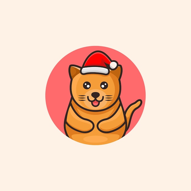 Cute cat cartoon design use a hat christmas