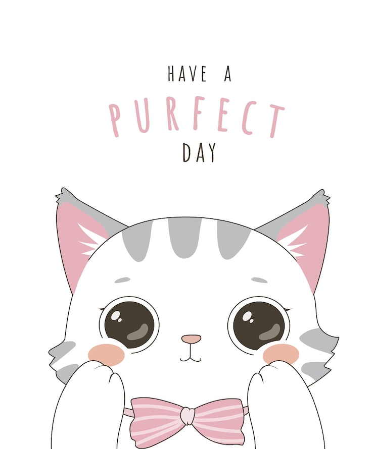 Vector かわいい猫の漫画のグリーティングカードの壁紙の背景