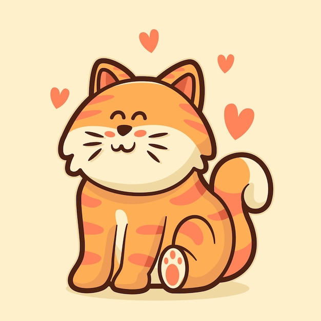 Cute cat cartoon icon illustration