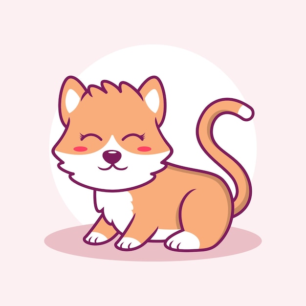 Cute Cat Cartoon Icon Illustration